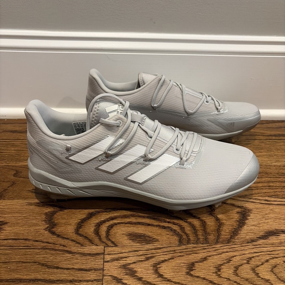 Adidas Adizero Afterburner 8 Grey White Metal Baseball Cleats Mens 13.5 H00979